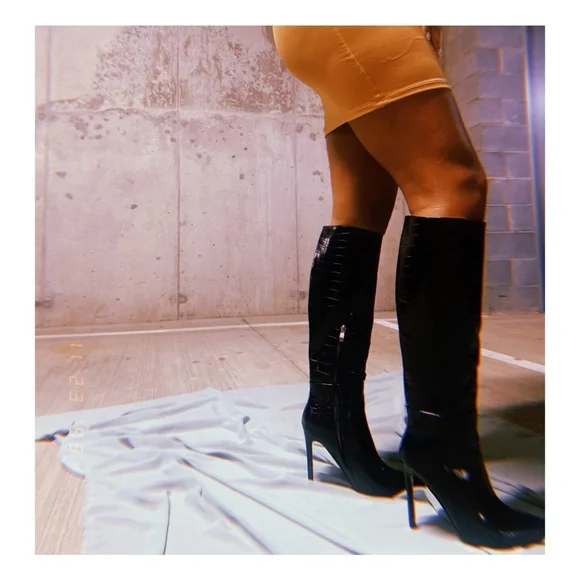 Black Knee Boots - Picture 4 of 6